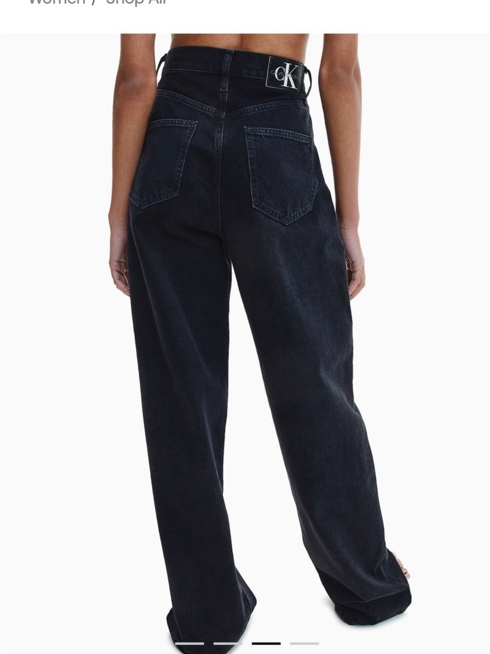 Calvin Klein High-Rise Relaxed Straight-Leg Black Jeans pre-owned